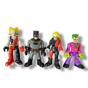 Imaginext DC Super Friends Batman Joker & 2 Harley Quinn Figures Lot